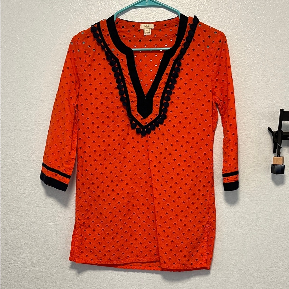 J. Crew Orange and Black Tunic Top